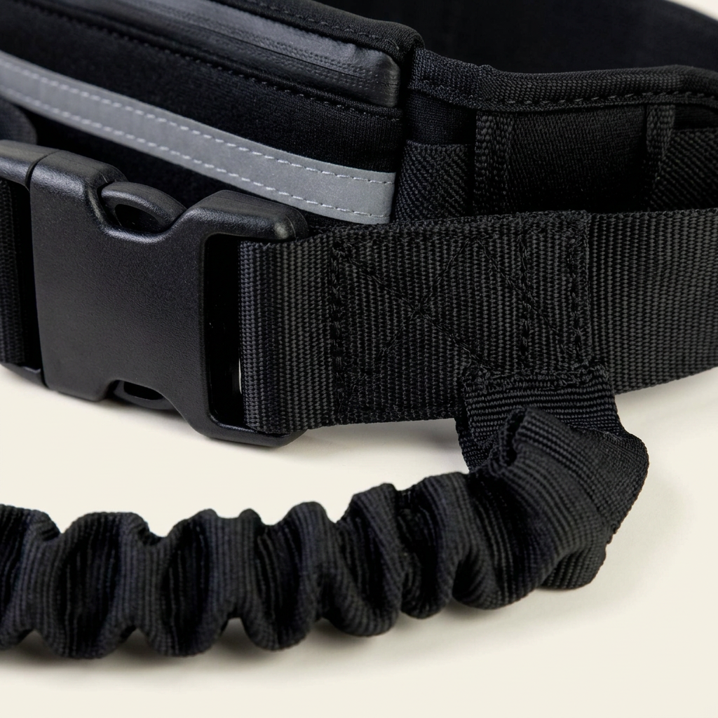 Détail des finitions de la ceinture noire