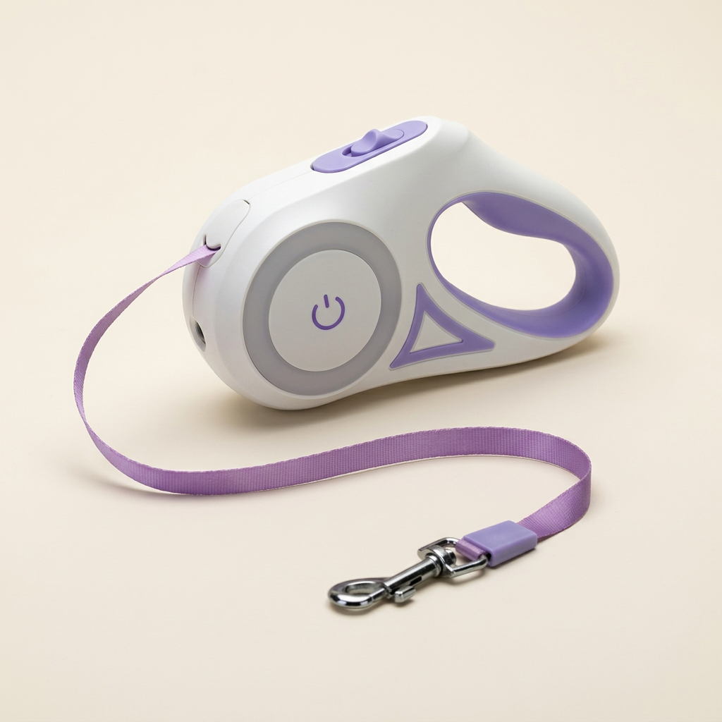 Laisse enrouleur LED blanche et violette