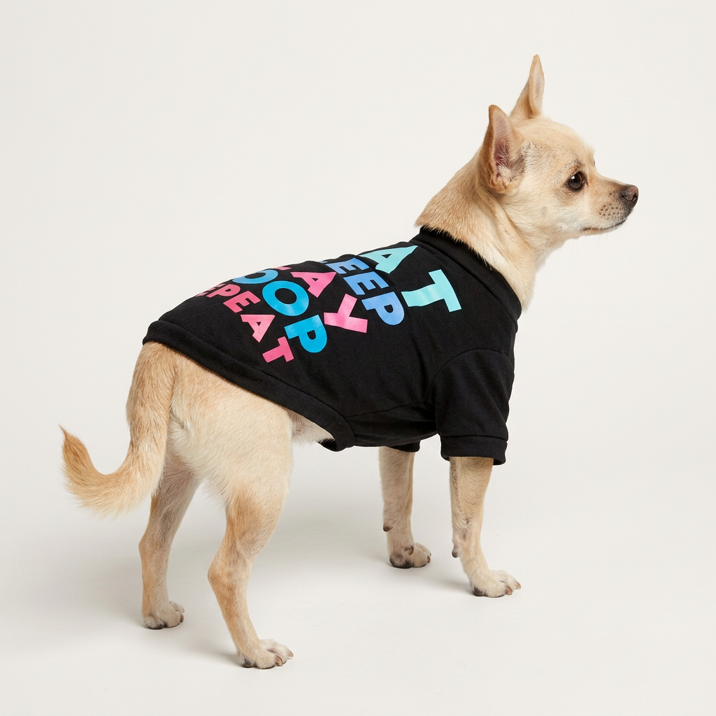 Modèle noir porté par un petit chien