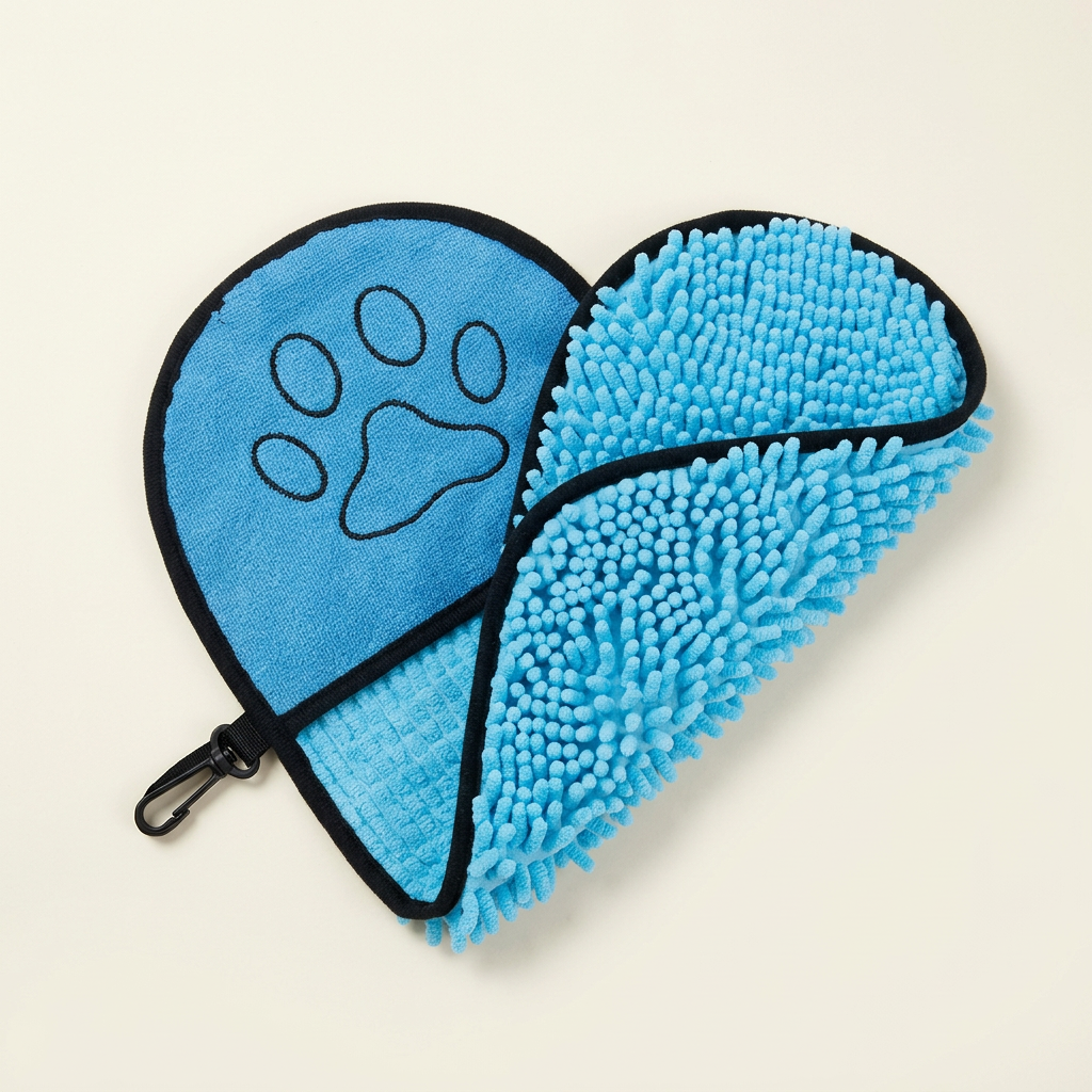 Serviette bleue et ses deux faces